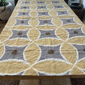 Curtains Set of 2 Linen Duralee Fabrics ADA Yellow & Grey 82.25" X 52" Modern